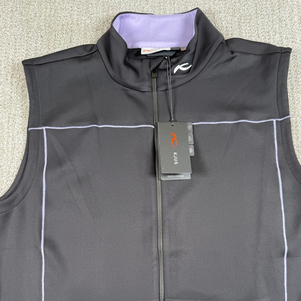 NEW KJUS Mens Medium 50 Gray Damian Full Zip UPF 50+ Performance Golf Vest